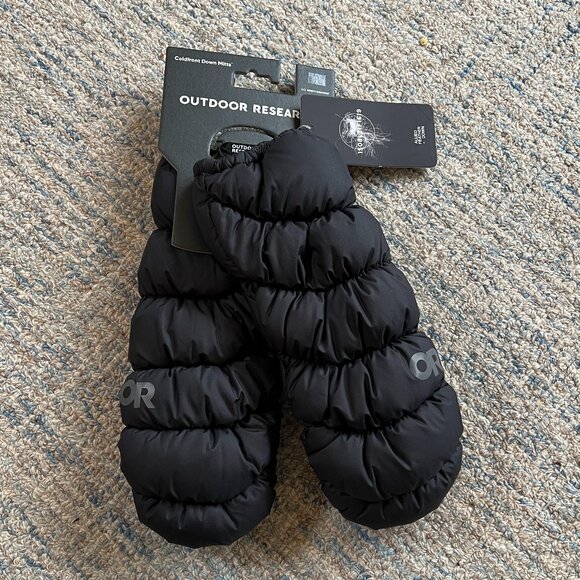 NWT New Outdoor Research Black Coldfront Down Mitts Size Large - Picture 1 of 2